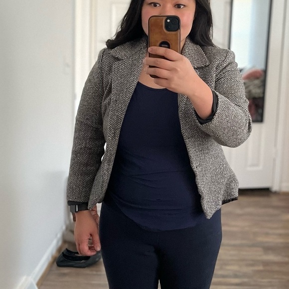 Talbots PETITES Black & White Mottled Jacket Blazer Womens Size 14 Petite - Picture 5 of 6